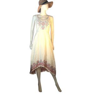 Holding Horses Anthropologie fresh cotton hi-lo embroidered festival‎ dress sz 0